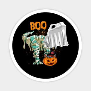 Ghost Dinosaur T-rex Funny Boo Halloween Boys Men Pumpkin Shirt Magnet